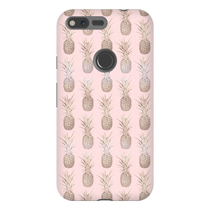 Pixel XL StrongFit Golden and blush pineapples pattern by InovArts