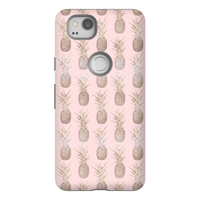 Pixel 2 StrongFit Golden and blush pineapples pattern by InovArts