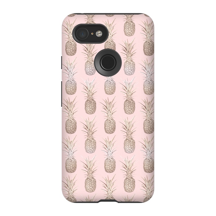Pixel 3 StrongFit Golden and blush pineapples pattern by InovArts