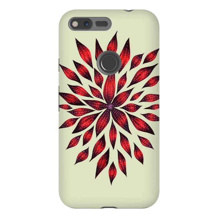 Pixel XL StrongFit Hand Drawn Abstract Red Ink Doodle Flower by Boriana Giormova