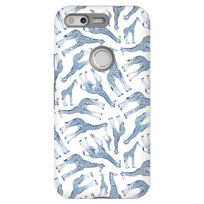 Pixel StrongFit Little Giraffes in Monochrome Blue and White by Micklyn Le Feuvre