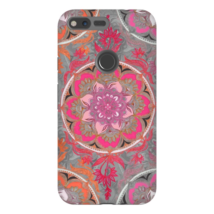 Pixel XL StrongFit Hot Pink, Magenta and Orange Super Boho Medallions by Micklyn Le Feuvre