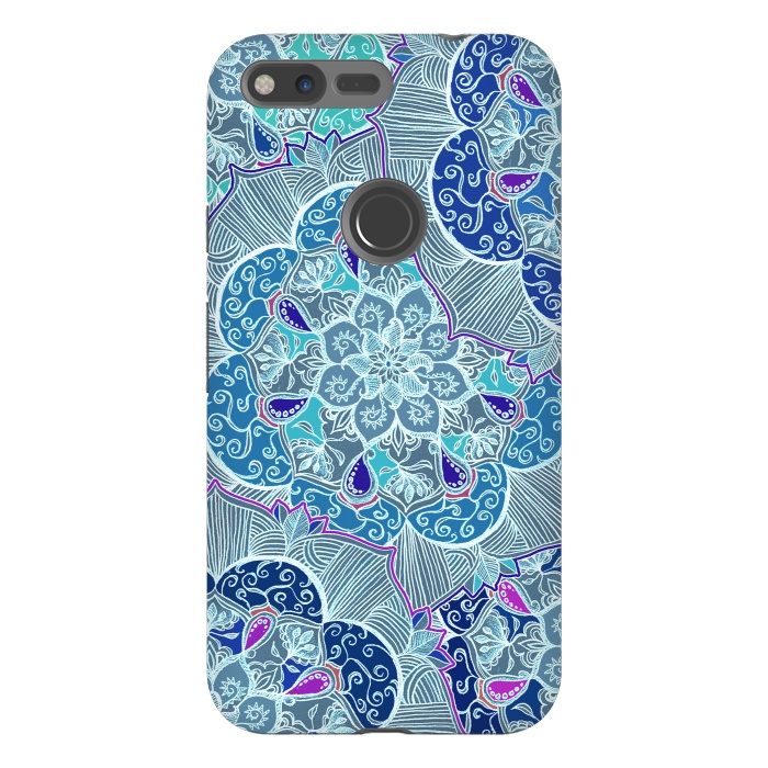 Pixel XL StrongFit Fresh Doodle in Teal Blue, Purple and Grey by Micklyn Le Feuvre