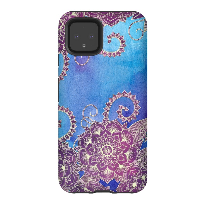 Pixel 4 StrongFit Magnolia & Magenta Floral on Watercolor by Micklyn Le Feuvre