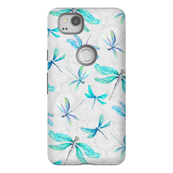 Pixel 2 StrongFit Dragonflies on Paisley by gingerlique