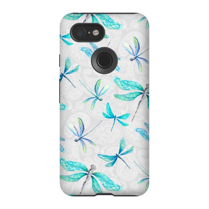 Pixel 3 StrongFit Dragonflies on Paisley by gingerlique
