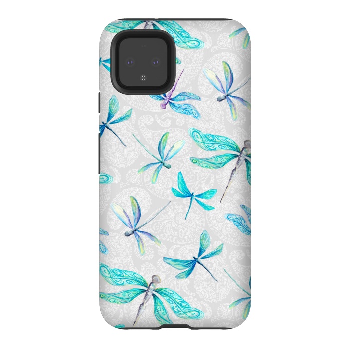 Pixel 4 StrongFit Dragonflies on Paisley by gingerlique