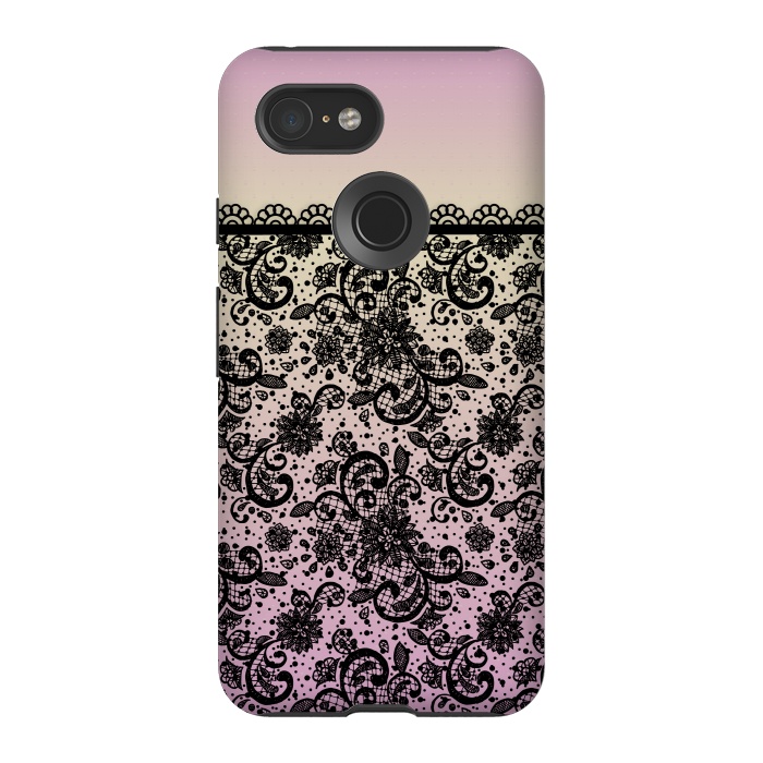 Pixel 3 StrongFit Black lace Purple Ombre by Quirk It Up