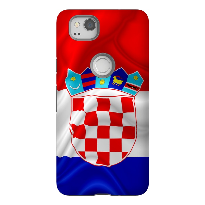 Pixel 2 StrongFit Croatia Flag Waving Digital Silk Satin Fabric  by BluedarkArt