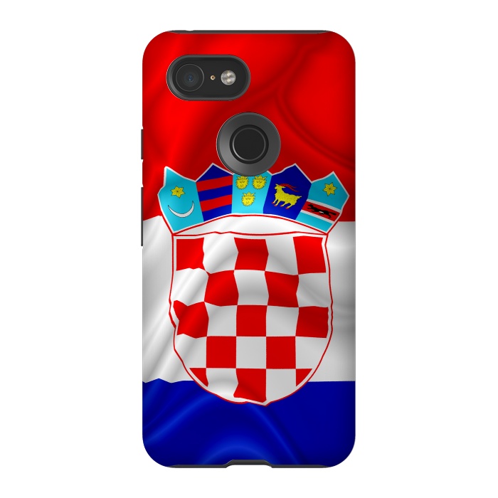 Pixel 3 StrongFit Croatia Flag Waving Digital Silk Satin Fabric  by BluedarkArt