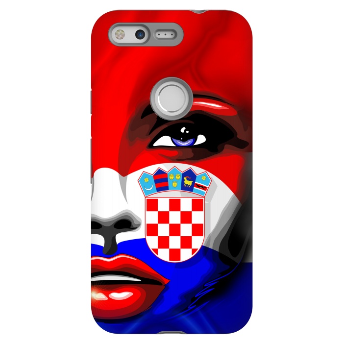 Pixel StrongFit Croatia Flag Beautiful Girl Portrait by BluedarkArt