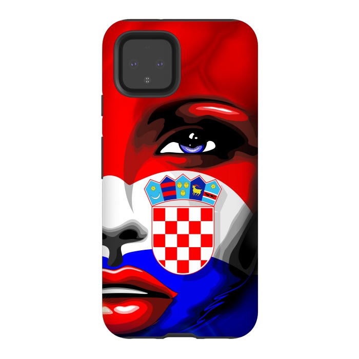 Pixel 4 StrongFit Croatia Flag Beautiful Girl Portrait by BluedarkArt