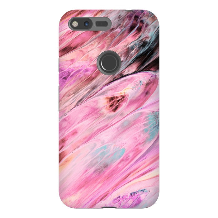 Pixel XL StrongFit Pink and Black Ink Marble by  Utart