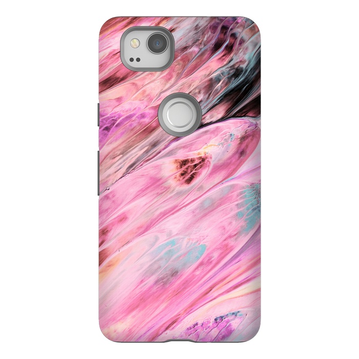 Pixel 2 StrongFit Pink and Black Ink Marble by  Utart
