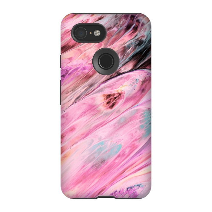 Pixel 3 StrongFit Pink and Black Ink Marble by  Utart