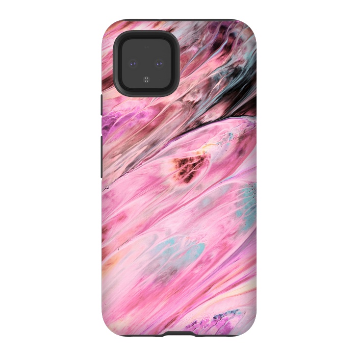 Pixel 4 StrongFit Pink and Black Ink Marble by  Utart