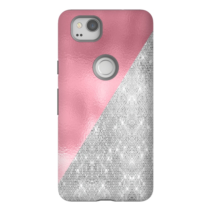 Pixel 2 StrongFit Pink Silver Glitter  by Alemi