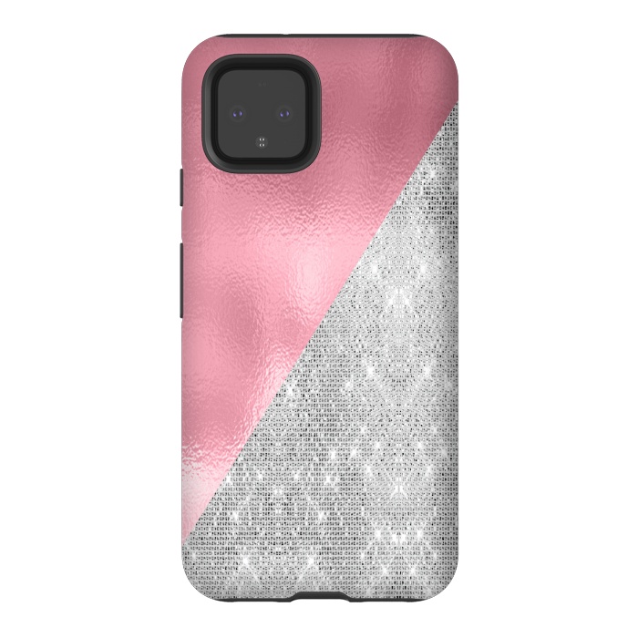 Pixel 4 StrongFit Pink Silver Glitter  by Alemi