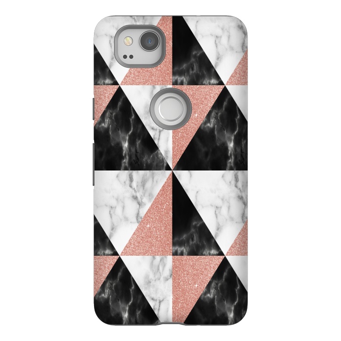 Pixel 2 StrongFit Marble Triangles Geometric by Alemi
