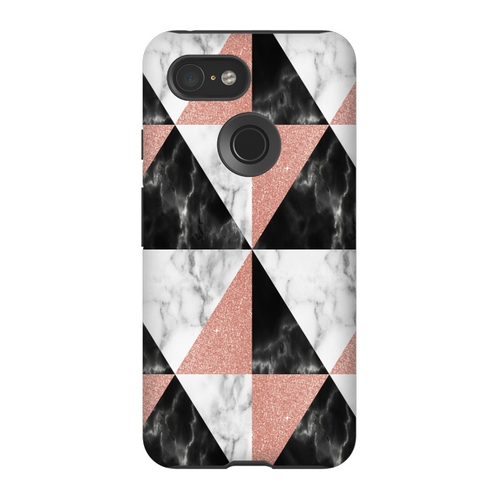 Pixel 3 StrongFit Marble Triangles Geometric by Alemi