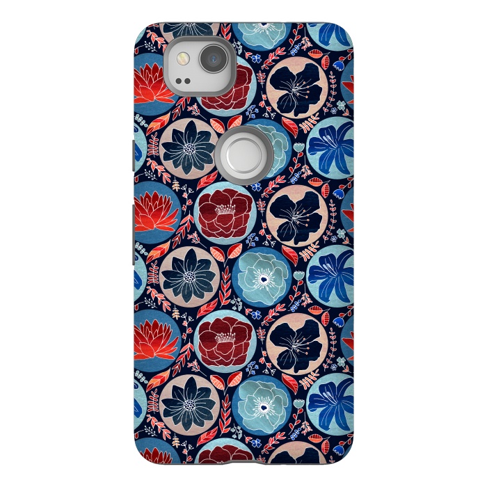 Pixel 2 StrongFit Moody Polka Dot Floral  by Tigatiga