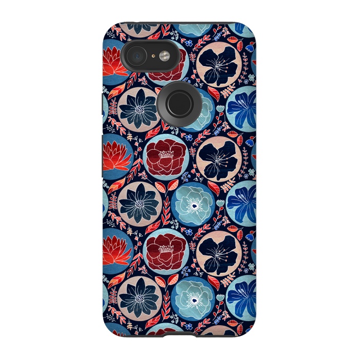 Pixel 3 StrongFit Moody Polka Dot Floral  by Tigatiga