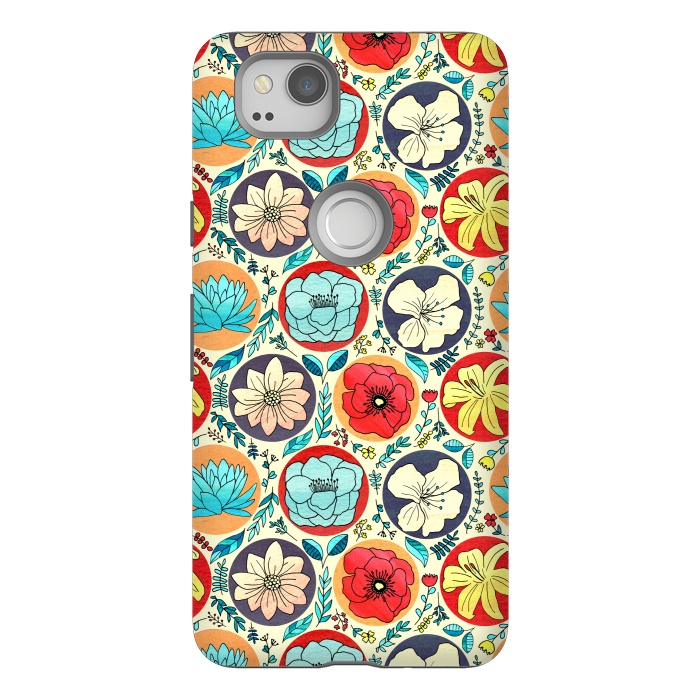 Pixel 2 StrongFit Polka Dot Floral On Cream by Tigatiga