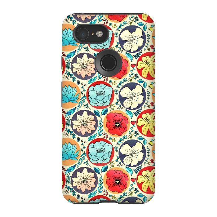 Pixel 3 StrongFit Polka Dot Floral On Cream by Tigatiga