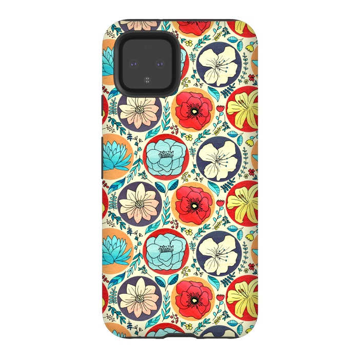 Pixel 4 StrongFit Polka Dot Floral On Cream by Tigatiga