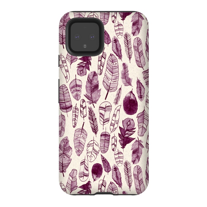 Pixel 4 StrongFit Maroon Feathers  by Tigatiga