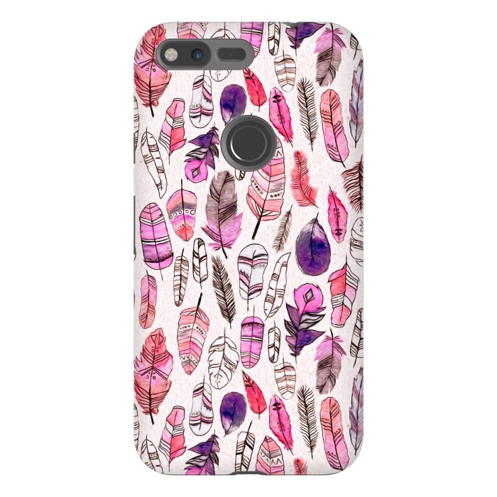 Pixel XL StrongFit Pink Feathers  by Tigatiga