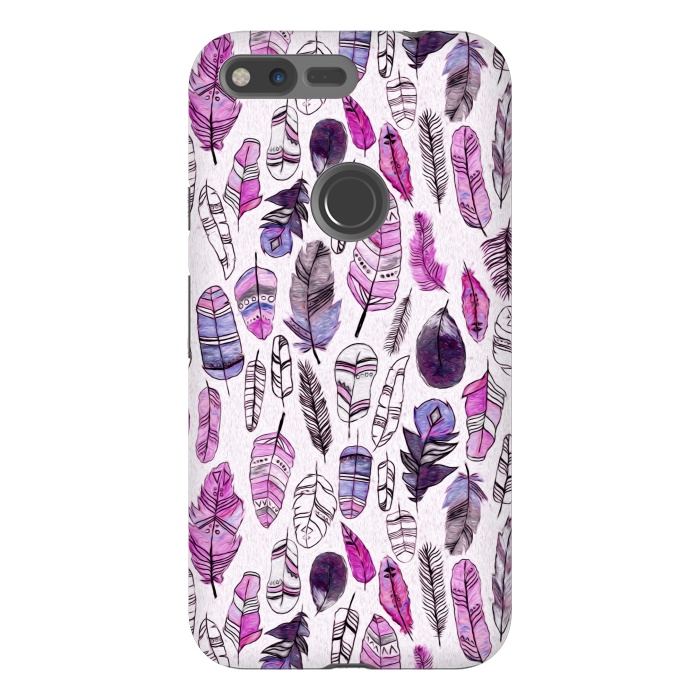 Pixel XL StrongFit Purple Feathers  by Tigatiga