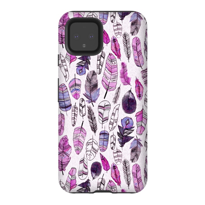Pixel 4 StrongFit Purple Feathers  by Tigatiga
