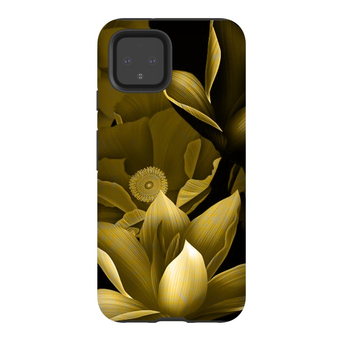 Pixel 4 StrongFit Gold floral by Kashmira Baheti