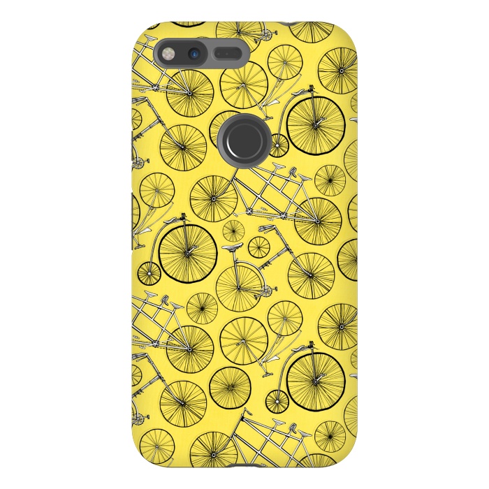 Pixel XL StrongFit Vintage Bicycles on Yellow  by Tigatiga