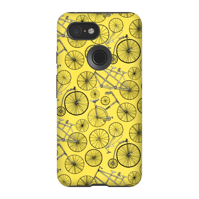 Pixel 3 StrongFit Vintage Bicycles on Yellow  by Tigatiga