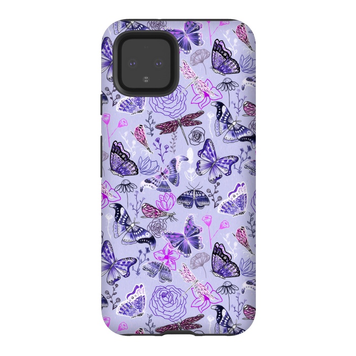 Pixel 4 StrongFit Butterflies, Dragonflies and Moths on Purple by Tigatiga