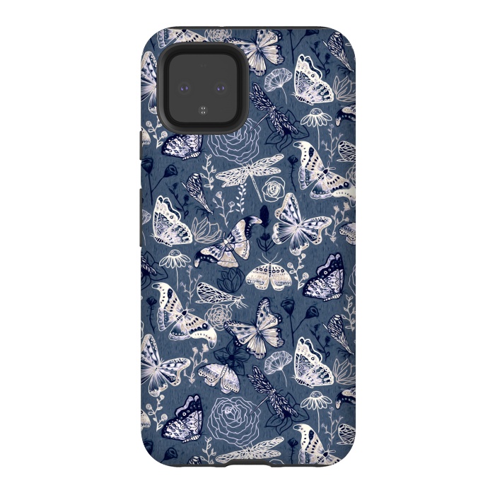 Pixel 4 StrongFit Butterflies, Dragonflies and Moths on Navy  by Tigatiga