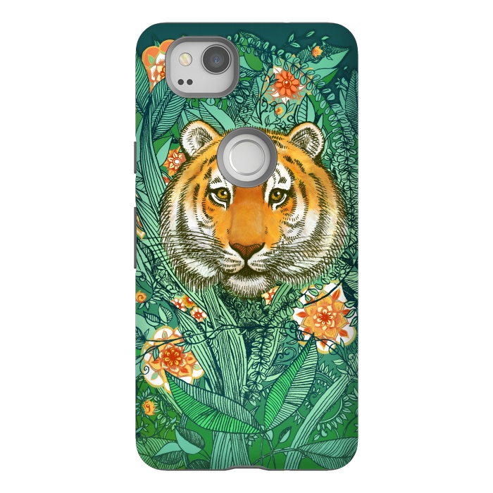 Pixel 2 StrongFit Tiger Tangle in Color by Micklyn Le Feuvre