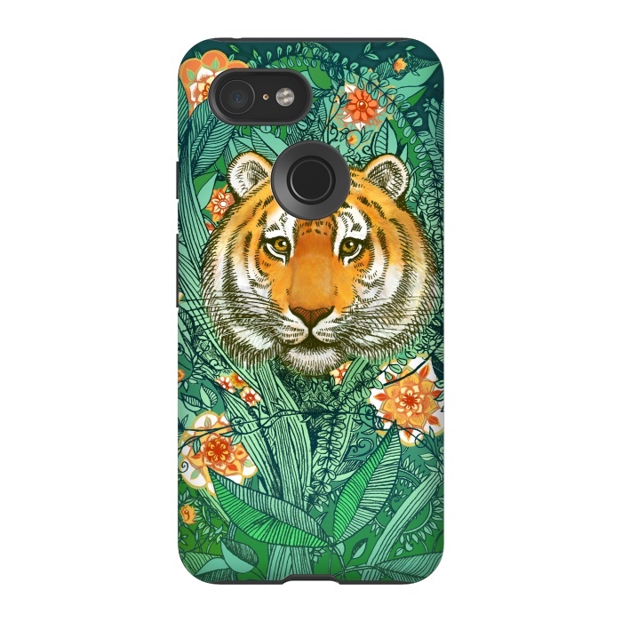Pixel 3 StrongFit Tiger Tangle in Color by Micklyn Le Feuvre