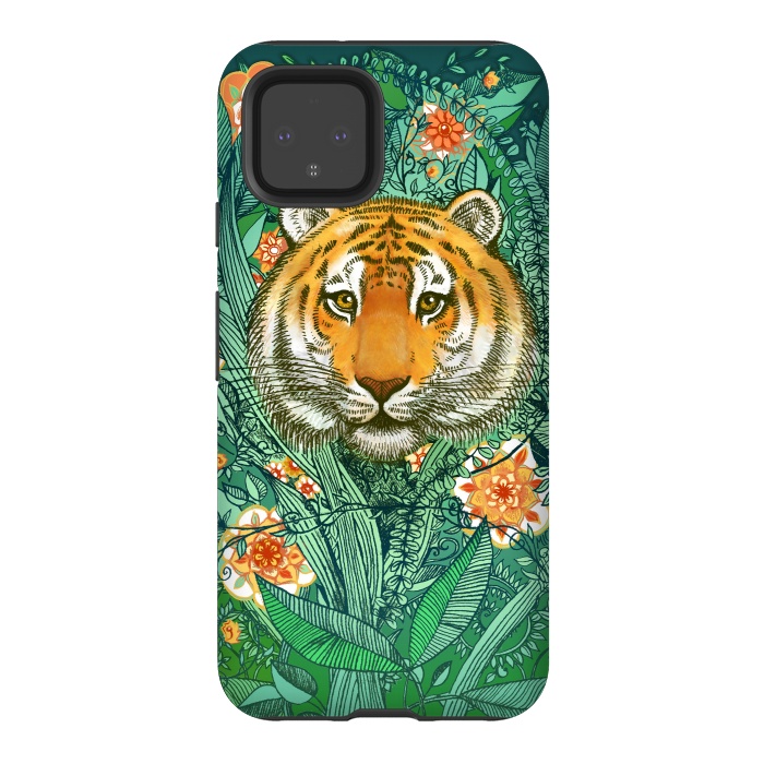 Pixel 4 StrongFit Tiger Tangle in Color by Micklyn Le Feuvre