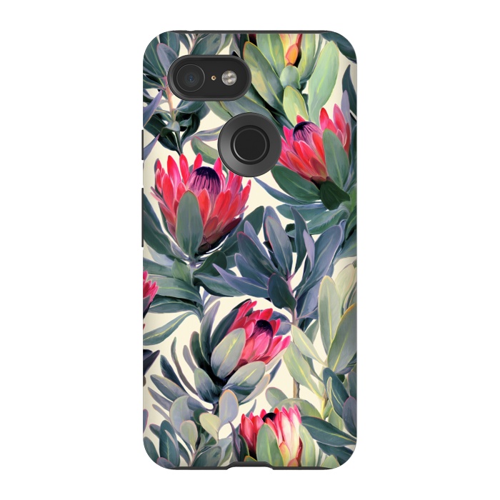 Pixel 3 StrongFit Painted Protea Pattern by Micklyn Le Feuvre