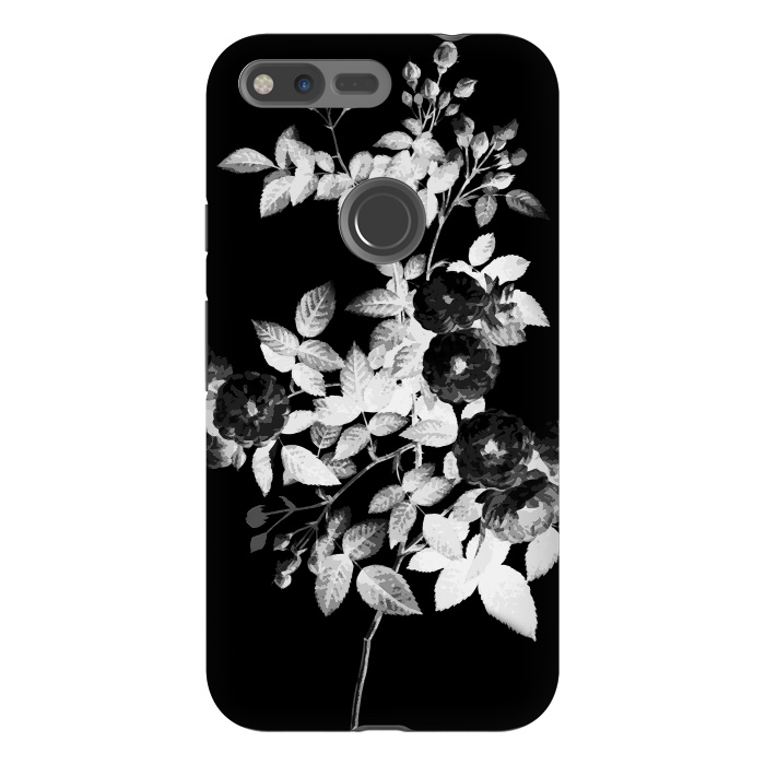Pixel XL StrongFit Black and white rose botanical illustration by Oana 