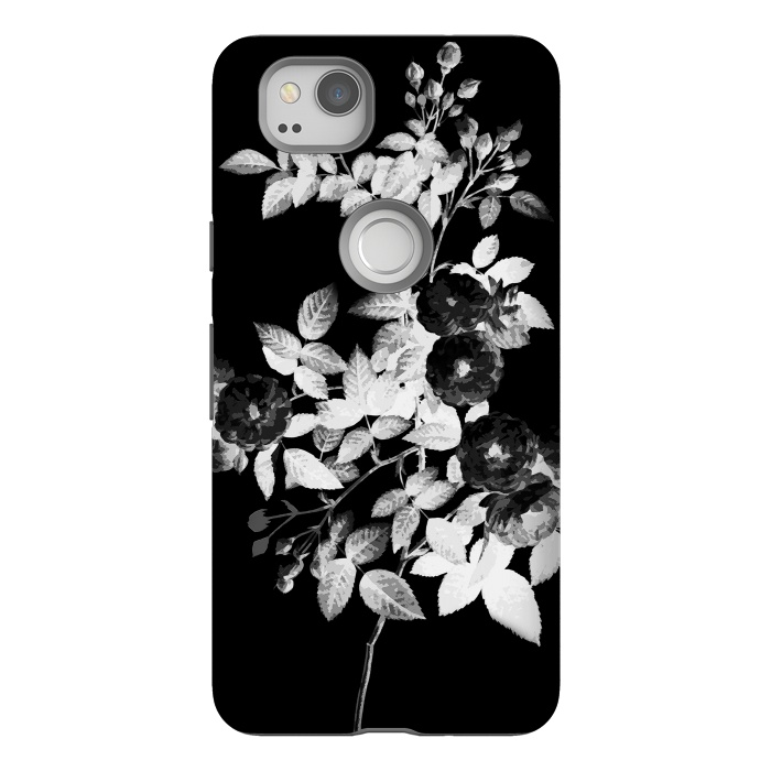Pixel 2 StrongFit Black and white rose botanical illustration by Oana 