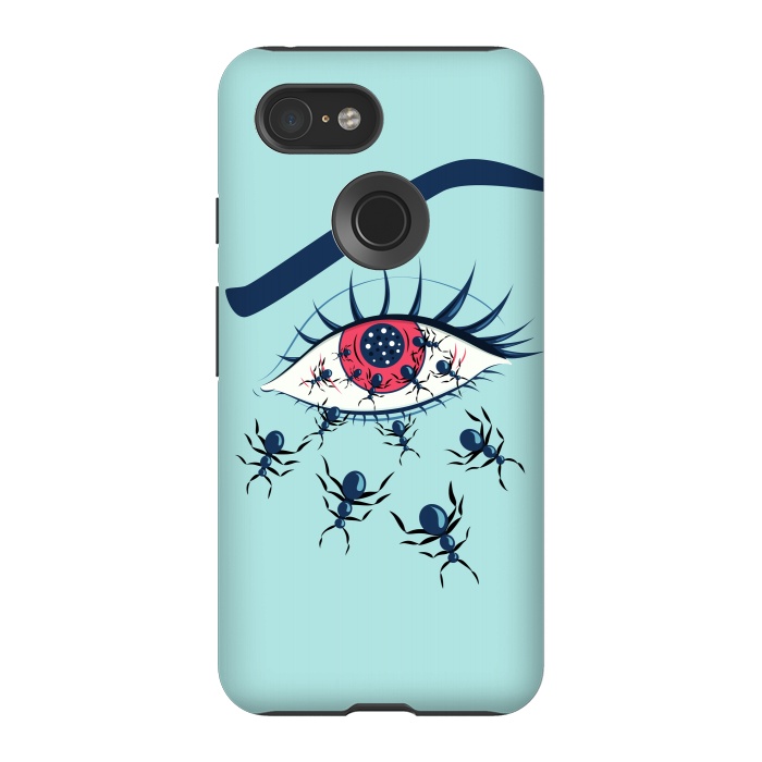 Pixel 3 StrongFit Weird Creepy Red Eye With Crawling Ants by Boriana Giormova