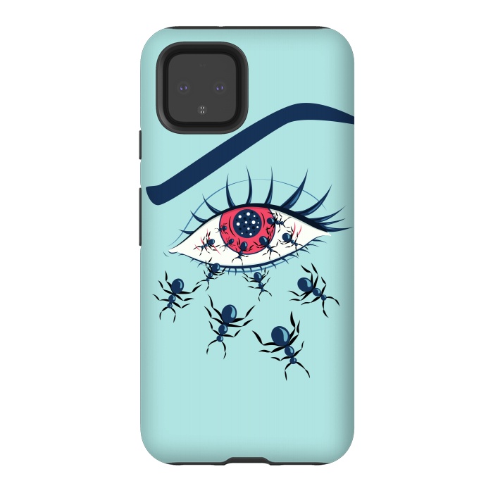 Pixel 4 StrongFit Weird Creepy Red Eye With Crawling Ants by Boriana Giormova