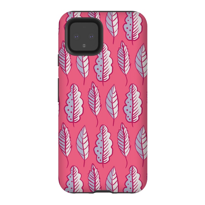 Pixel 4 StrongFit Pink Leaves Abstract Decorative Pattern by Boriana Giormova