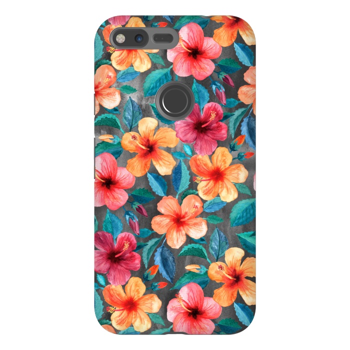 Pixel XL StrongFit Colorful Little Tropical Hibiscus Blooms by Micklyn Le Feuvre