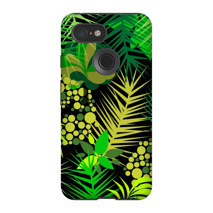 Pixel 3 StrongFit green tropical pattern by MALLIKA
