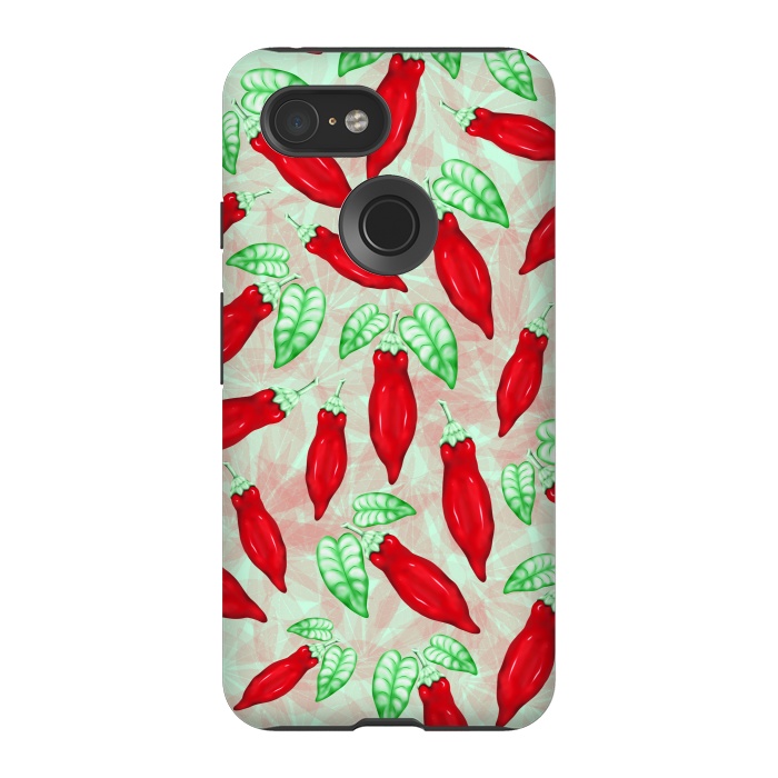 Pixel 3 StrongFit Red Hot Chilli Pepper Pattern Food Art by BluedarkArt